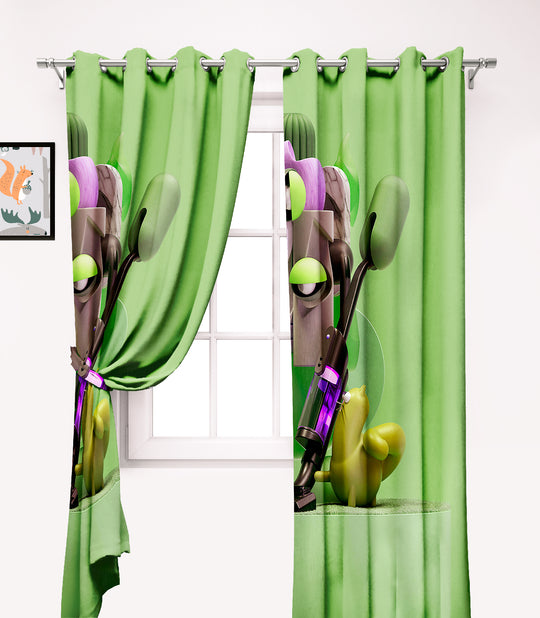 Ultimate Trends Premium Polyester 3D Modern Curtain For Home Décor Green Color, 1 Piece