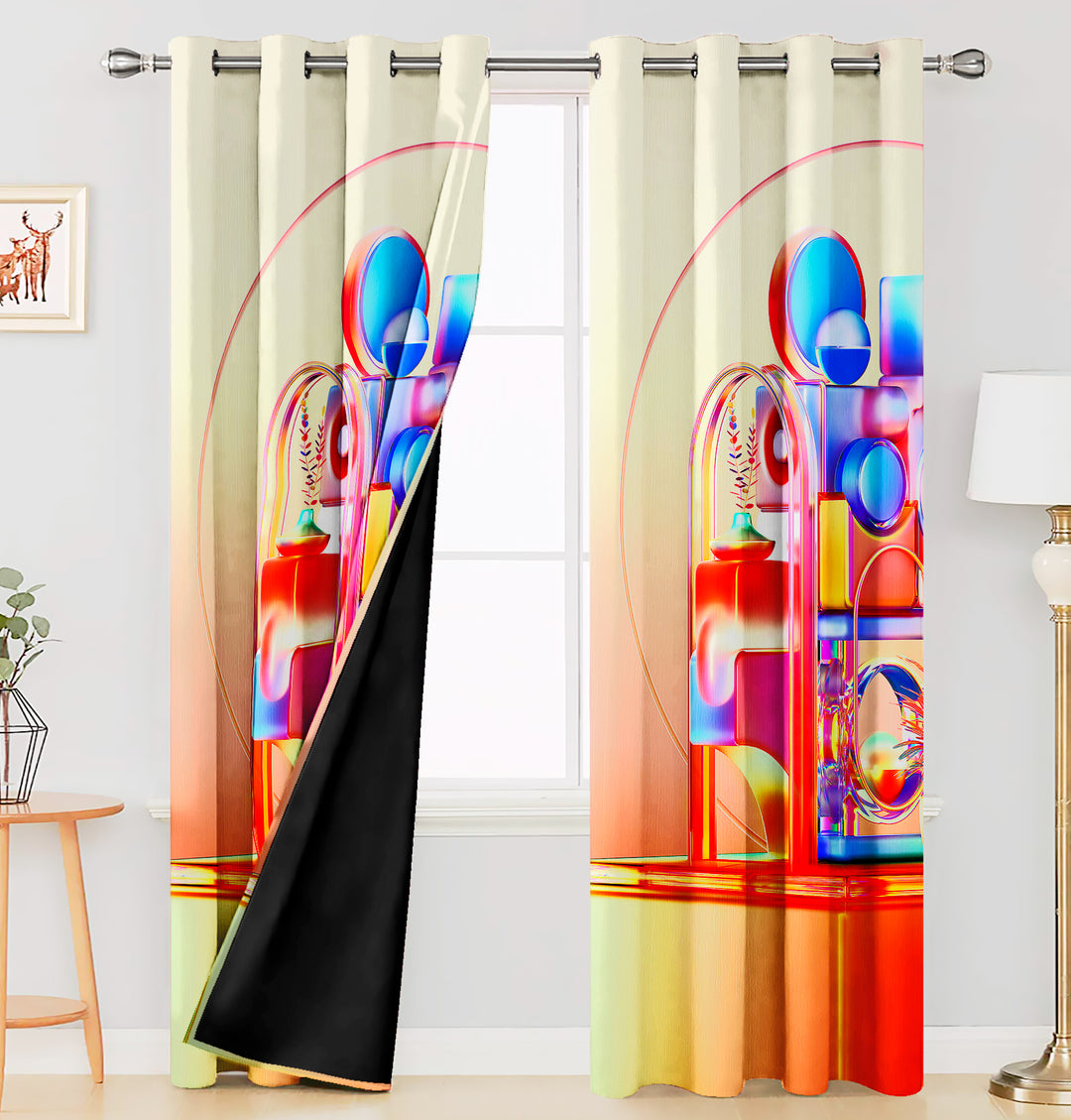 Ultimate Trends Premium Polyester 3D Modern Curtain For Home Décor Multi Color, 1 Piece