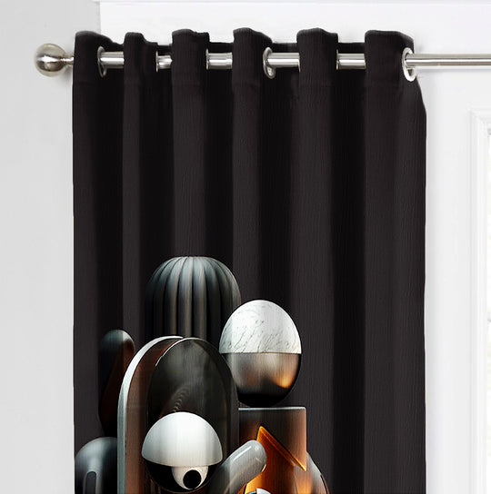 Ultimate Trends Premium Polyester 3D Modern Curtain For Home Décor Black Color, 1 Piece