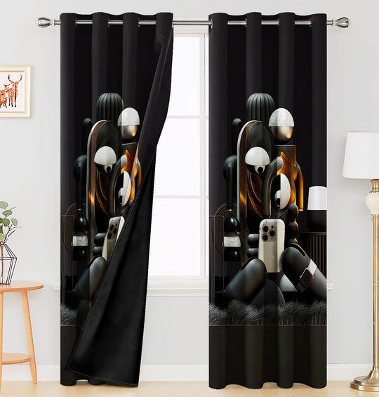 Ultimate Trends Premium Polyester 3D Modern Curtain For Home Décor Black Color, 1 Piece