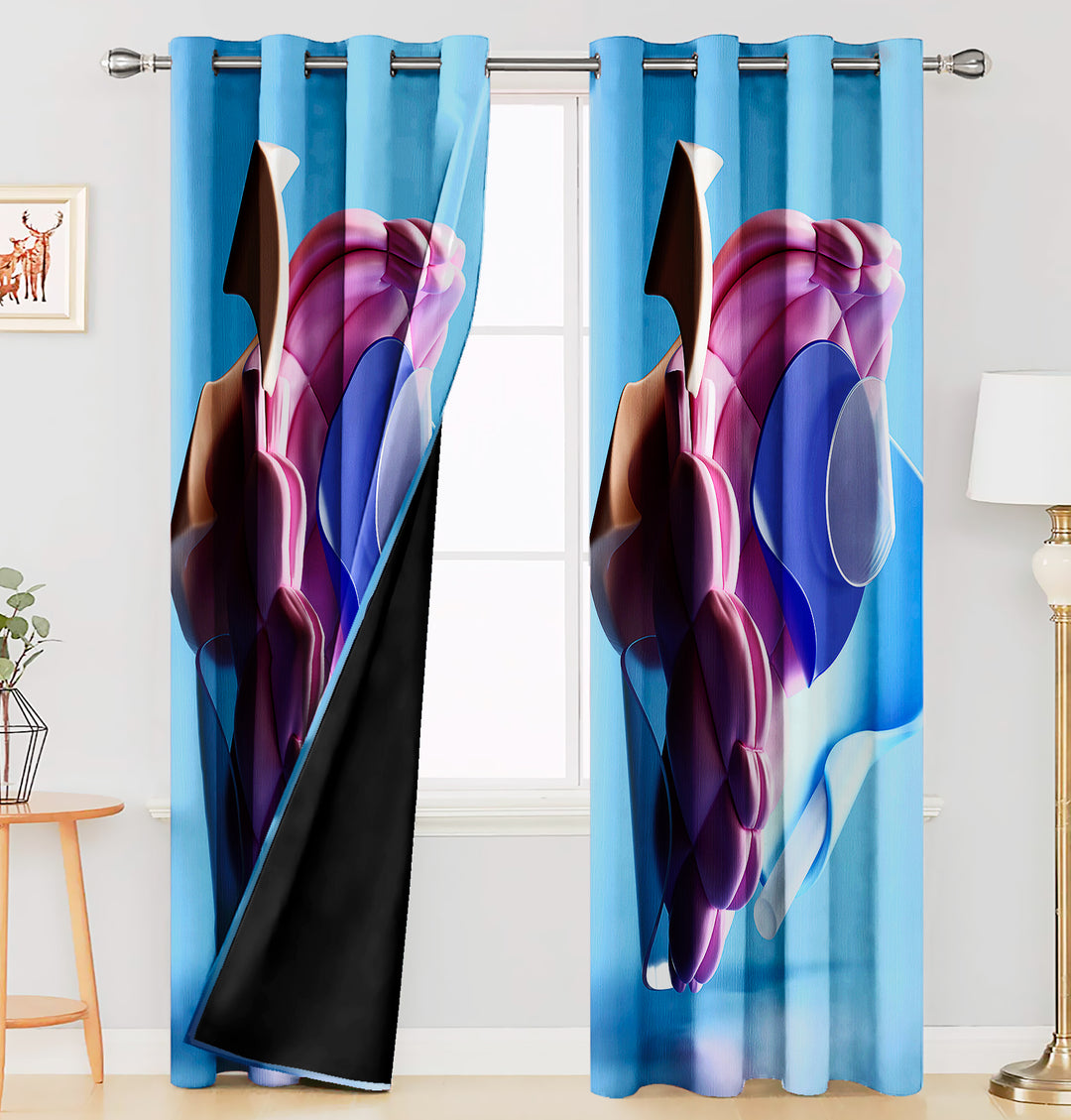 Ultimate Trends Premium Polyester 3D Modern Curtain For Home Décor Sky Blue Color, 1 Piece