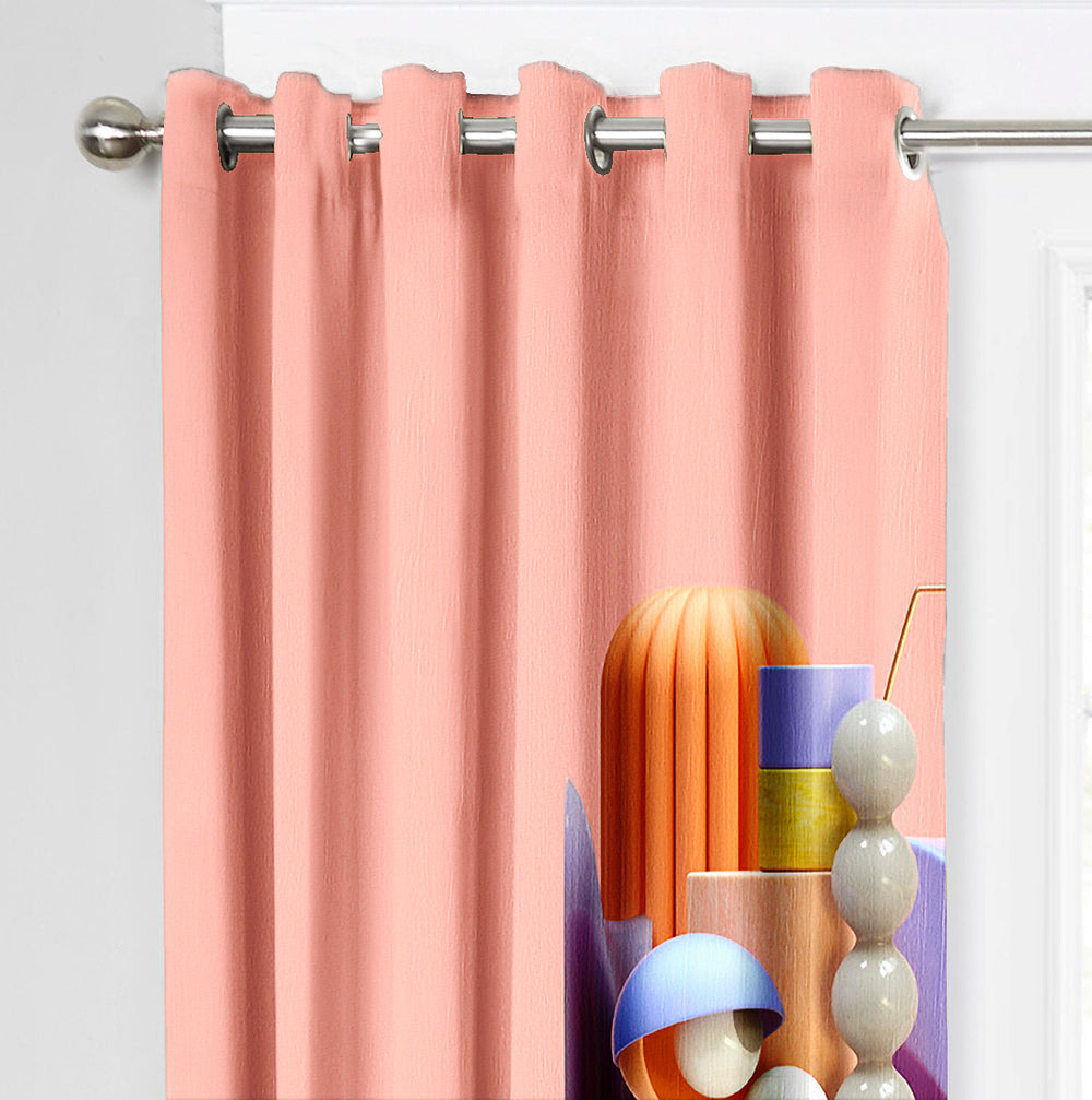 Ultimate Trends Premium Polyester 3D Modern Curtain For Home Décor Peach Color, 1 Piece