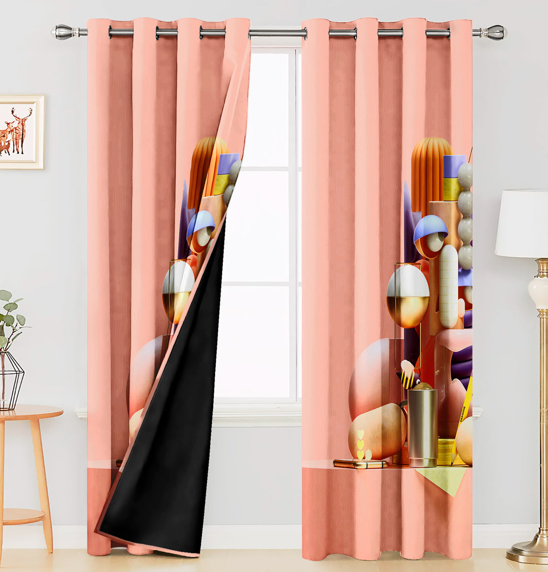 Ultimate Trends Premium Polyester 3D Modern Curtain For Home Décor Peach Color, 1 Piece