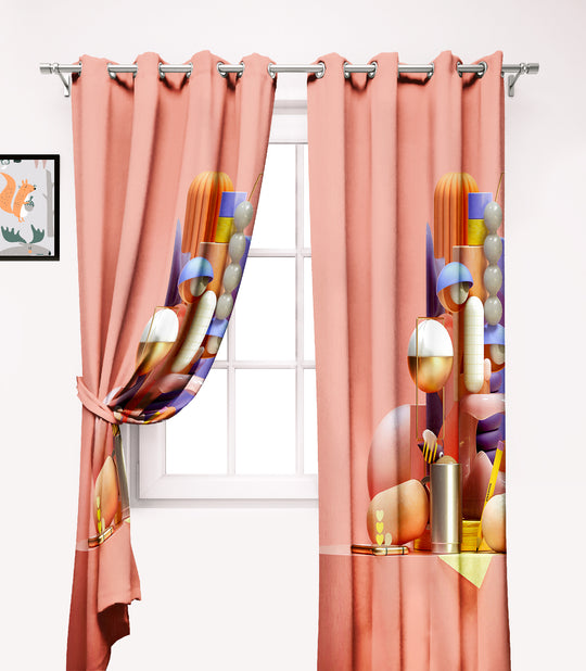 Ultimate Trends Premium Polyester 3D Modern Curtain For Home Décor Peach Color, 1 Piece