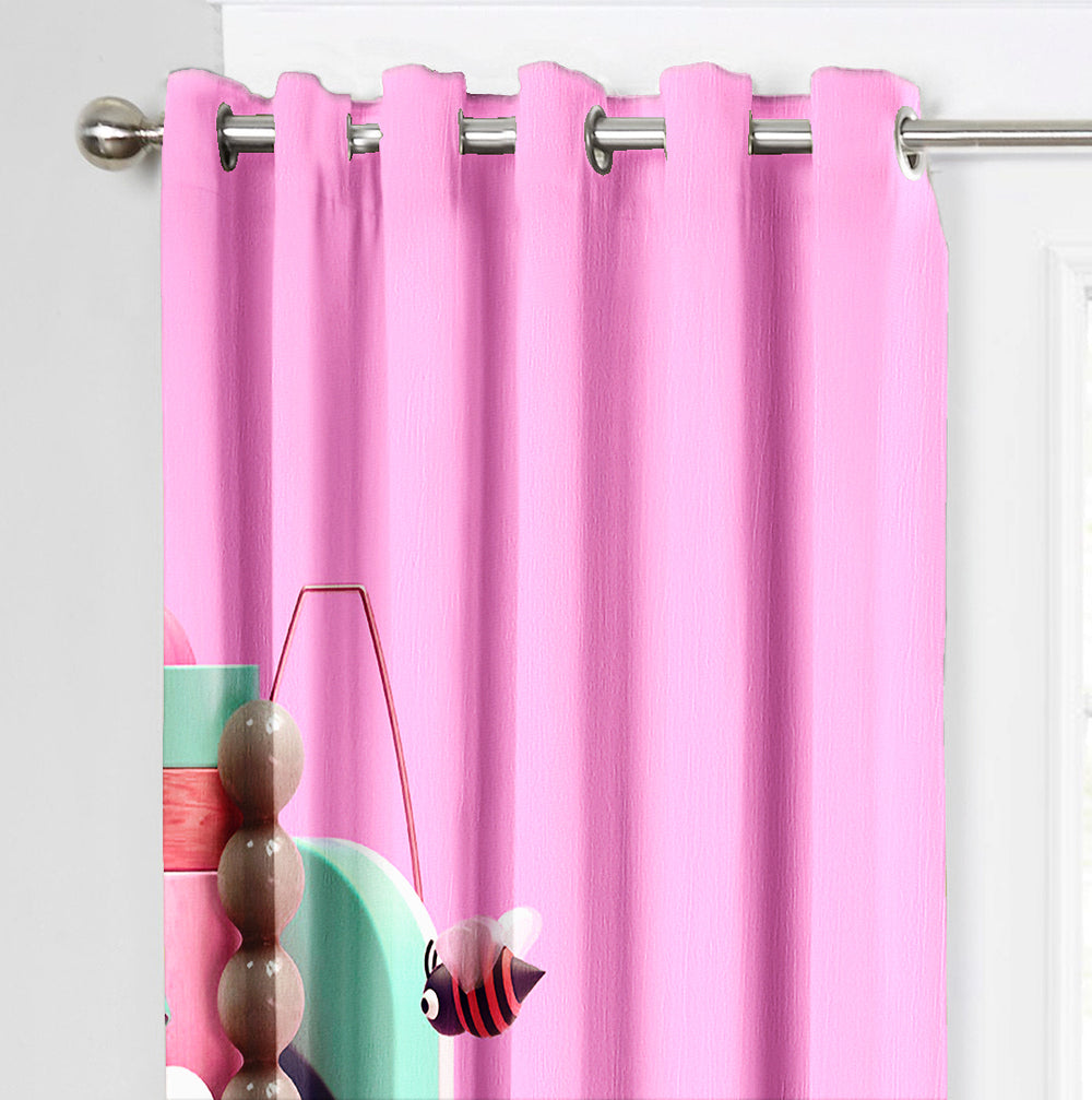 Ultimate Trends Premium Polyester 3D Modern Curtain For Home Décor Pink Color, 1 Piece