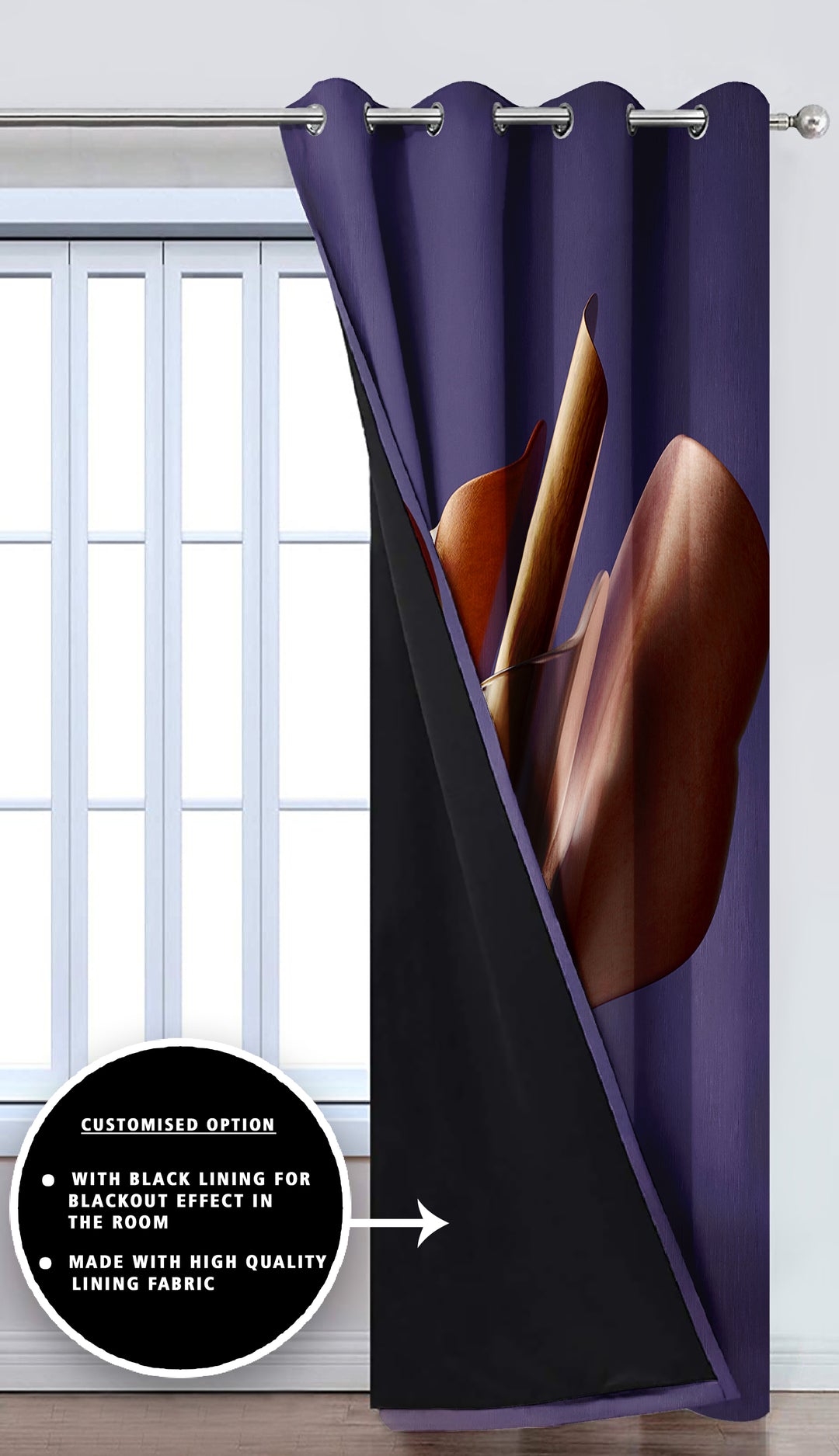 Ultimate Trends Premium Polyester 3D Modern Curtain For Home Décor Navy Blue Color, 1 Piece