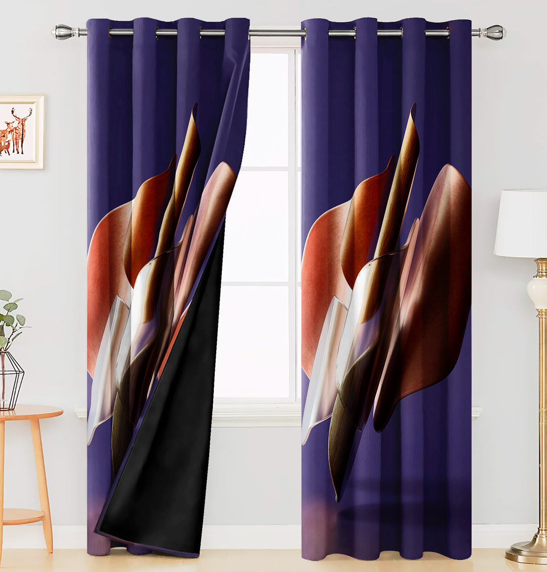 Ultimate Trends Premium Polyester 3D Modern Curtain For Home Décor Navy Blue Color, 1 Piece