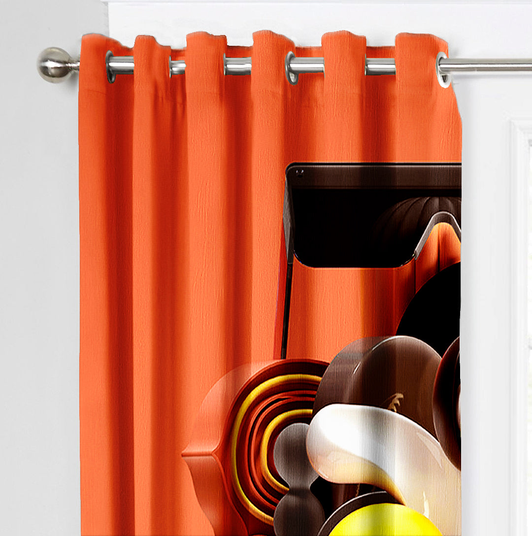 Ultimate Trends Premium Polyester 3D Modern Curtain For Home Décor Orange Color, 1 Piece