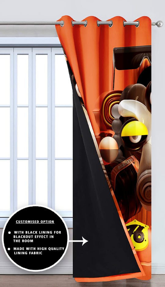 Ultimate Trends Premium Polyester 3D Modern Curtain For Home Décor Orange Color, 1 Piece