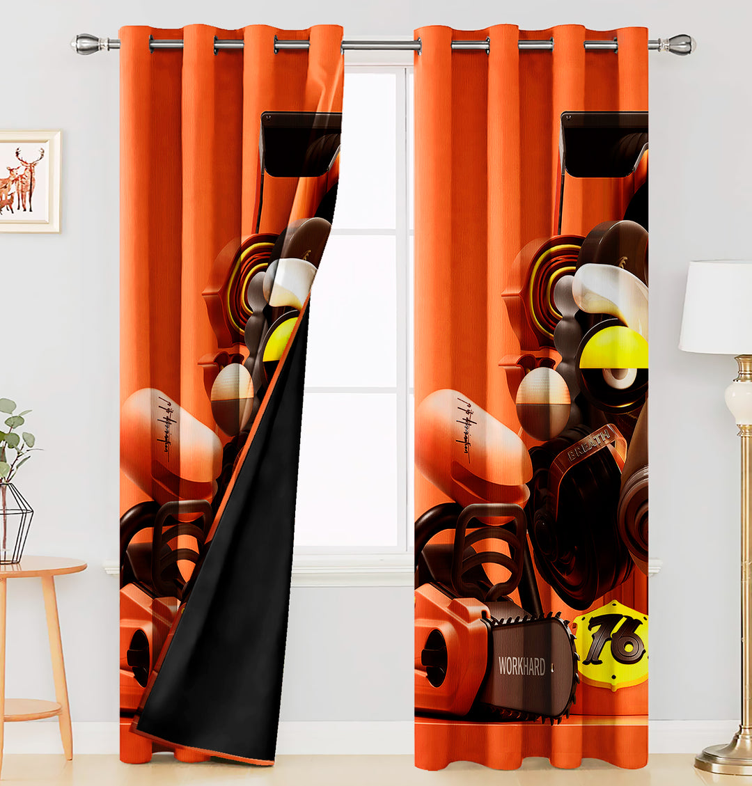 Ultimate Trends Premium Polyester 3D Modern Curtain For Home Décor Orange Color, 1 Piece