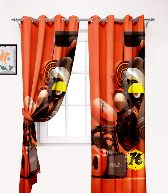 Ultimate Trends Premium Polyester 3D Modern Curtain For Home Décor Orange Color, 1 Piece