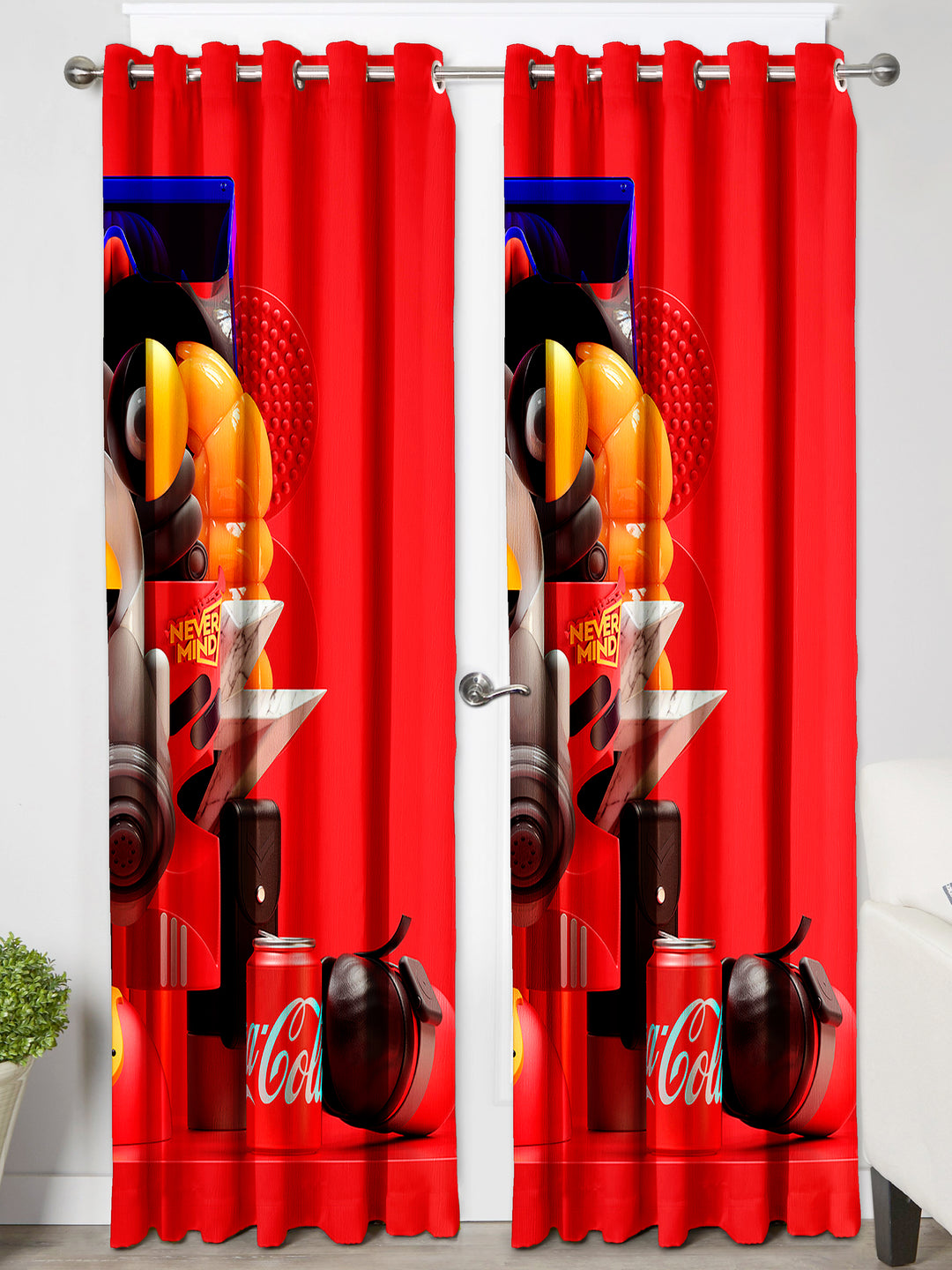 Ultimate Trends Premium Polyester 3D Modern Curtain For Home Décor Red Color, 1 Piece