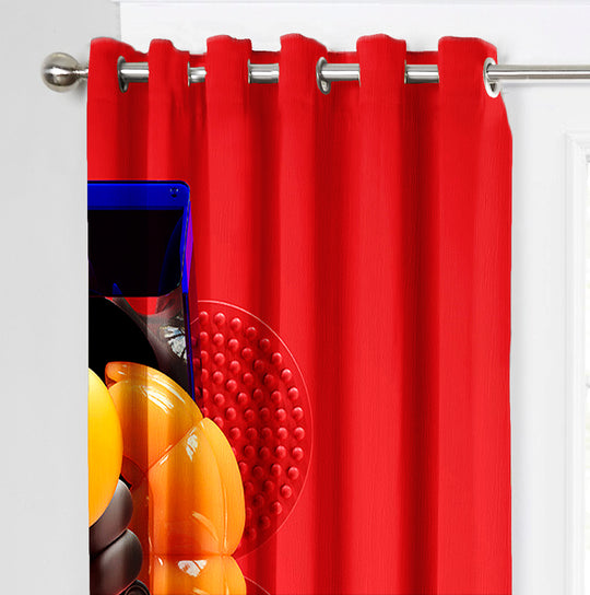 Ultimate Trends Premium Polyester 3D Modern Curtain For Home Décor Red Color, 1 Piece