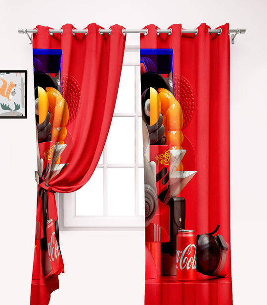 Ultimate Trends Premium Polyester 3D Modern Curtain For Home Décor Red Color, 1 Piece