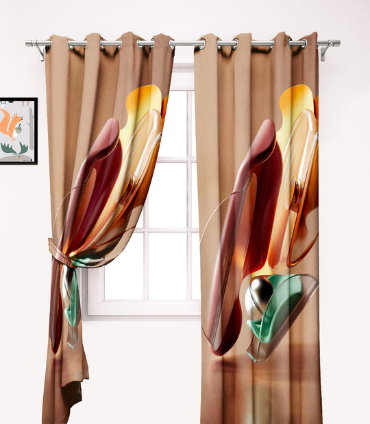 Ultimate Trends Premium Polyester 3D Modern Curtain For Home Décor Beige Color, 1 Piece