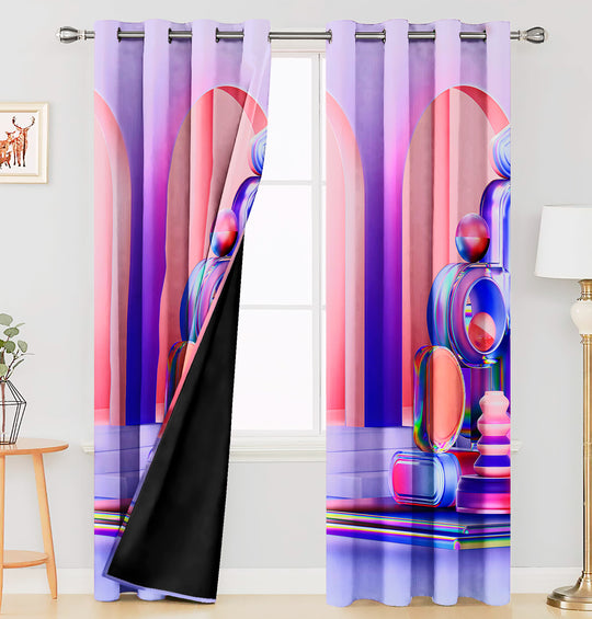 Ultimate Trends Premium Polyester 3D Modern Curtain For Home Décor Purple Color, 1 Piece