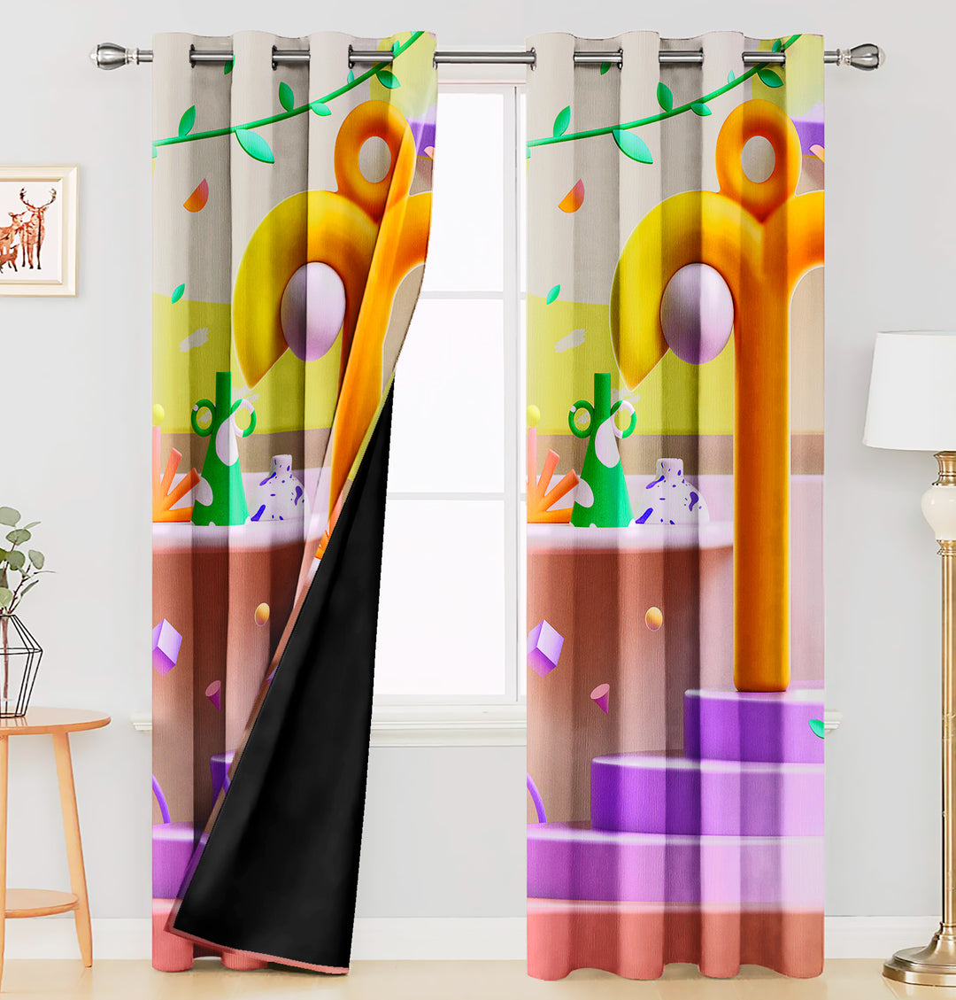 Ultimate Trends Premium Polyester 3D Modern Curtain For Home Décor Multi Color, 1 Piece