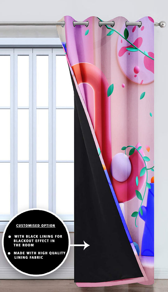 Ultimate Trends Premium Polyester 3D Modern Curtain For Home Décor Pink Color, 1 Piece