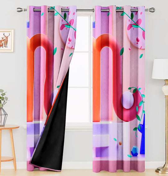 Ultimate Trends Premium Polyester 3D Modern Curtain For Home Décor Pink Color, 1 Piece