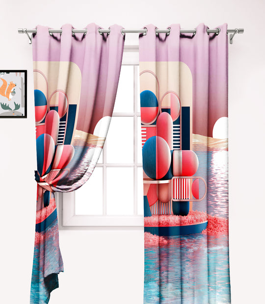 Ultimate Trends Premium Polyester 3D Modern Curtain For Home Décor Multi Color, 1 Piece