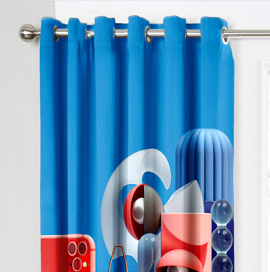 Ultimate Trends Premium Polyester 3D Modern Curtain For Home Décor Blue Color, 1 Piece