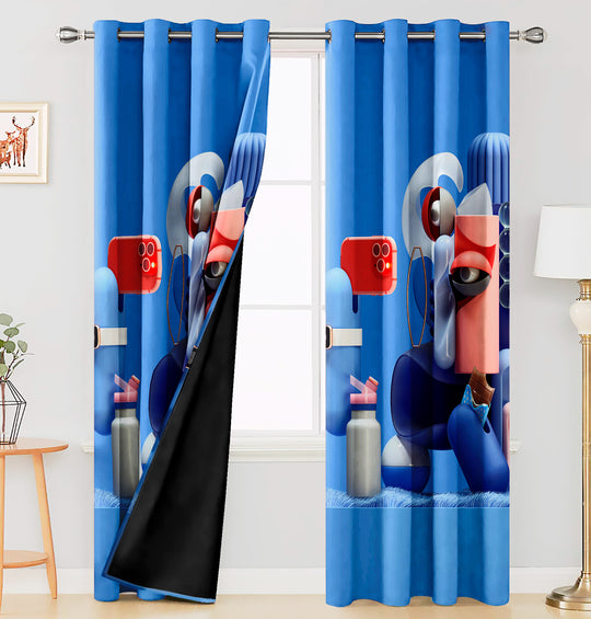 Ultimate Trends Premium Polyester 3D Modern Curtain For Home Décor Blue Color, 1 Piece