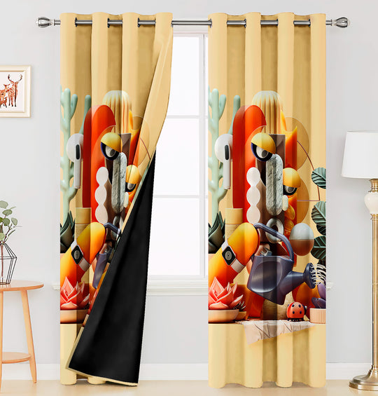 Ultimate Trends Premium Polyester 3D Modern Curtain For Home Décor Light Yellow Color, 1 Piece