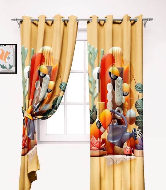 Ultimate Trends Premium Polyester 3D Modern Curtain For Home Décor Light Yellow Color, 1 Piece