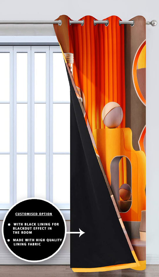 Ultimate Trends Premium Polyester 3D Modern Curtain For Home Décor Red and Orange Color, 1 Piece