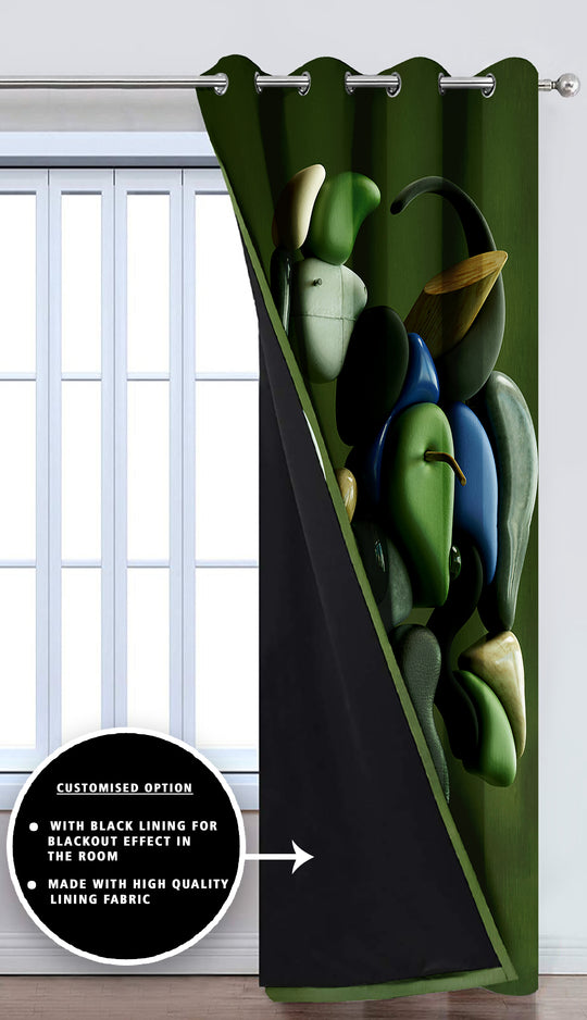 Ultimate Trends Premium Polyester 3D Modern Curtain For Home Décor Olive Green Color, 1 Piece