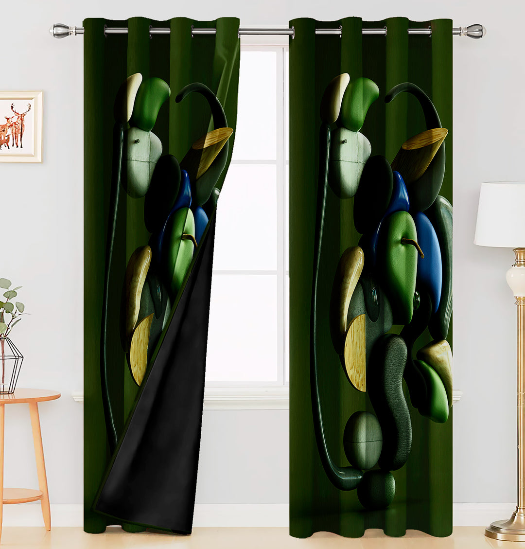 Ultimate Trends Premium Polyester 3D Modern Curtain For Home Décor Olive Green Color, 1 Piece