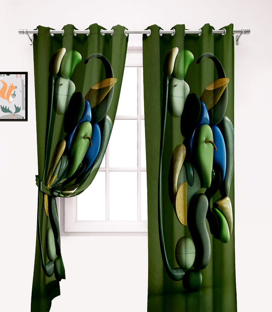 Ultimate Trends Premium Polyester 3D Modern Curtain For Home Décor Olive Green Color, 1 Piece