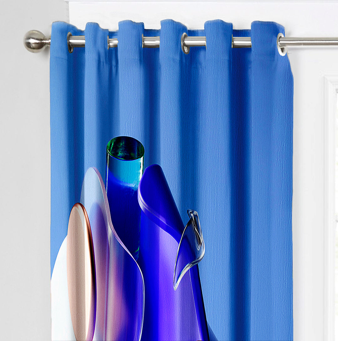 Ultimate Trends Premium Polyester 3D Modern Curtain For Home Décor Yale Blue Color, 1 Piece