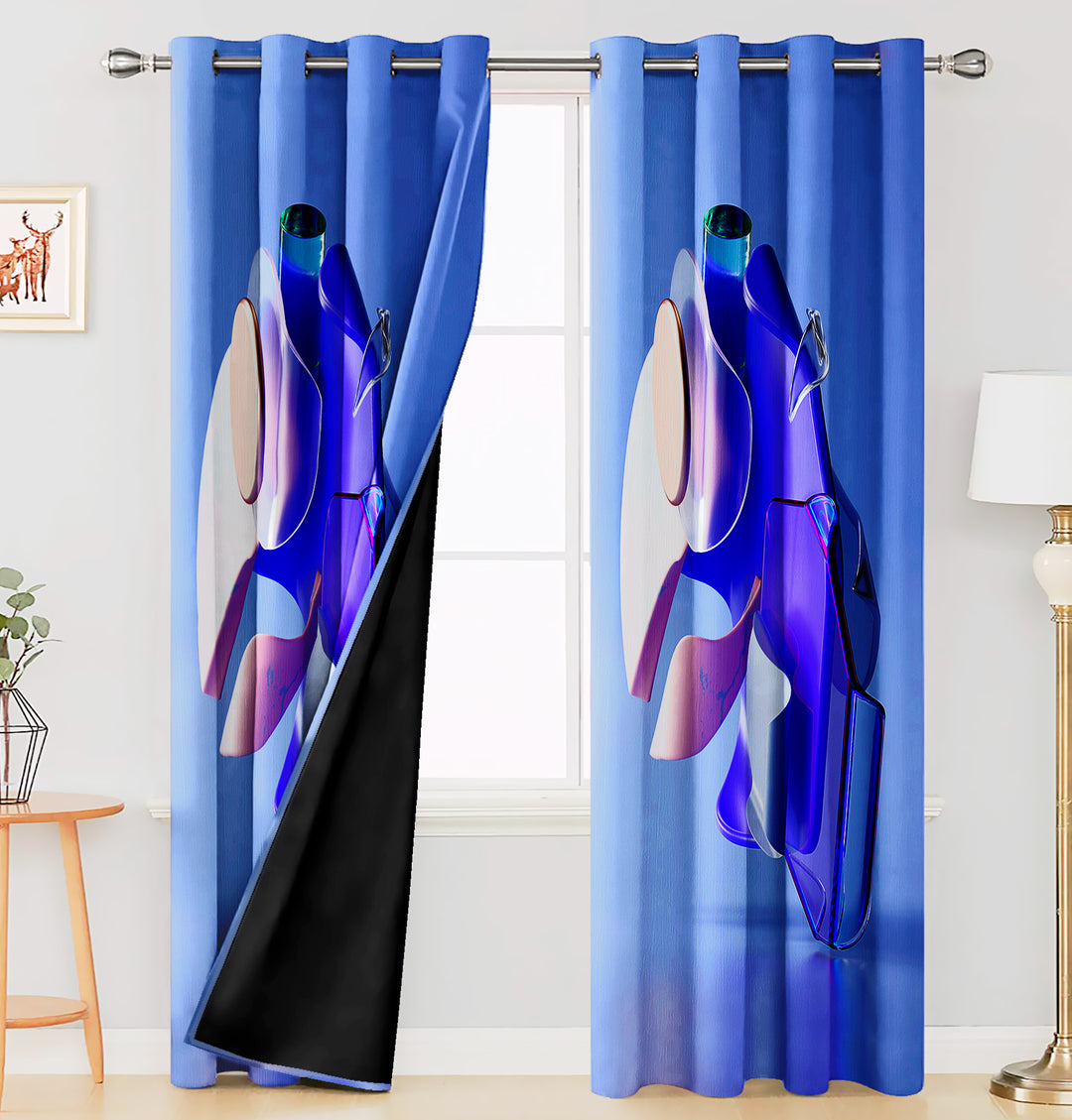 Ultimate Trends Premium Polyester 3D Modern Curtain For Home Décor Yale Blue Color, 1 Piece