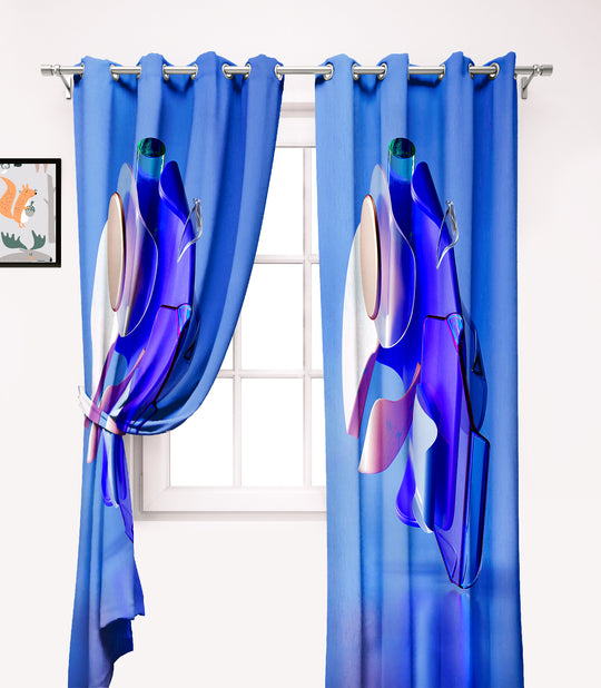 Ultimate Trends Premium Polyester 3D Modern Curtain For Home Décor Yale Blue Color, 1 Piece