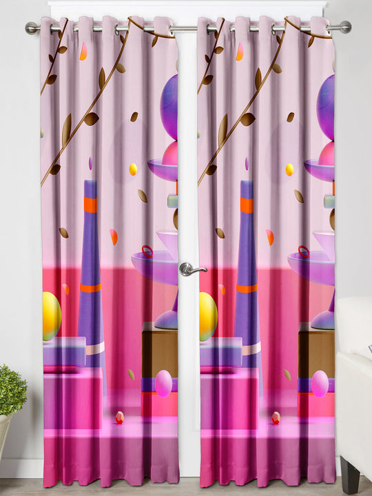 Ultimate Trends Premium Polyester 3D Modern Curtain For Home Décor Pink Color, 1 Piece