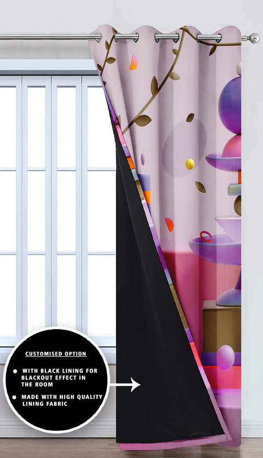 Ultimate Trends Premium Polyester 3D Modern Curtain For Home Décor Pink Color, 1 Piece