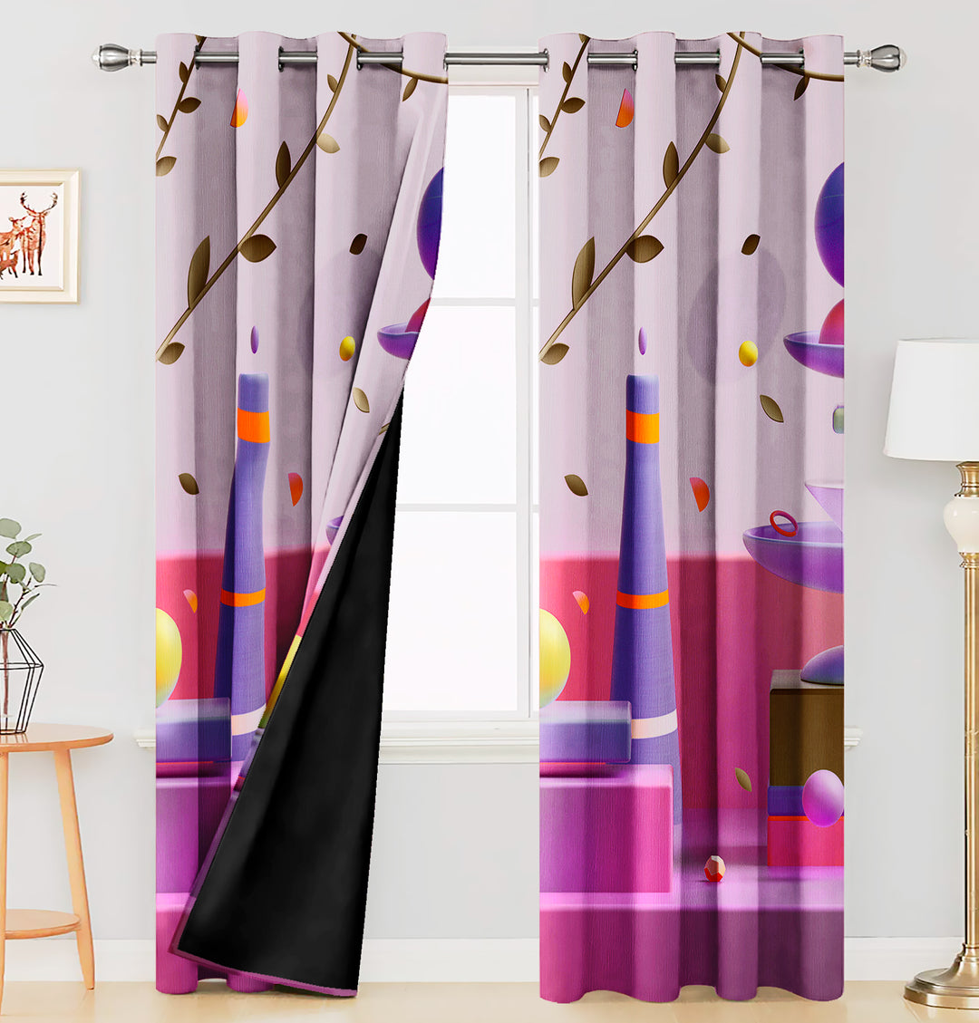 Ultimate Trends Premium Polyester 3D Modern Curtain For Home Décor Pink Color, 1 Piece