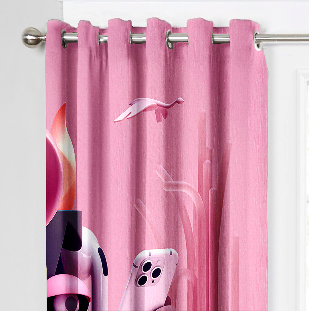 Ultimate Trends Premium Polyester 3D Modern Curtain For Home Décor Pink Color, 1 Piece