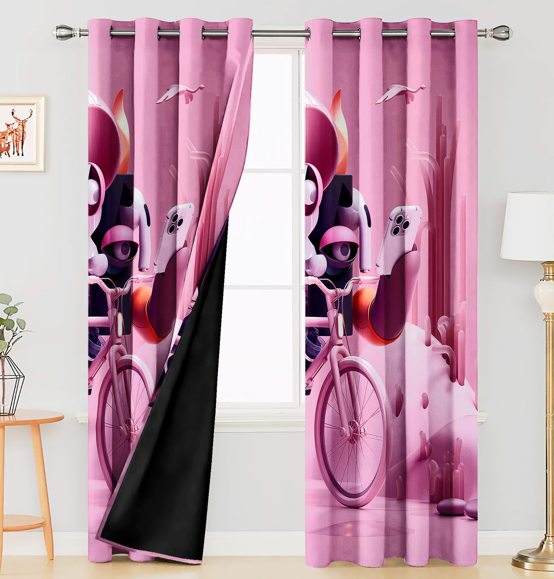 Ultimate Trends Premium Polyester 3D Modern Curtain For Home Décor Pink Color, 1 Piece