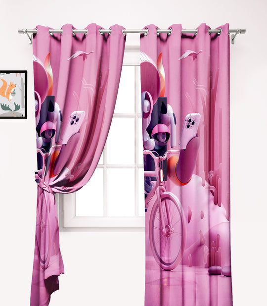 Ultimate Trends Premium Polyester 3D Modern Curtain For Home Décor Pink Color, 1 Piece