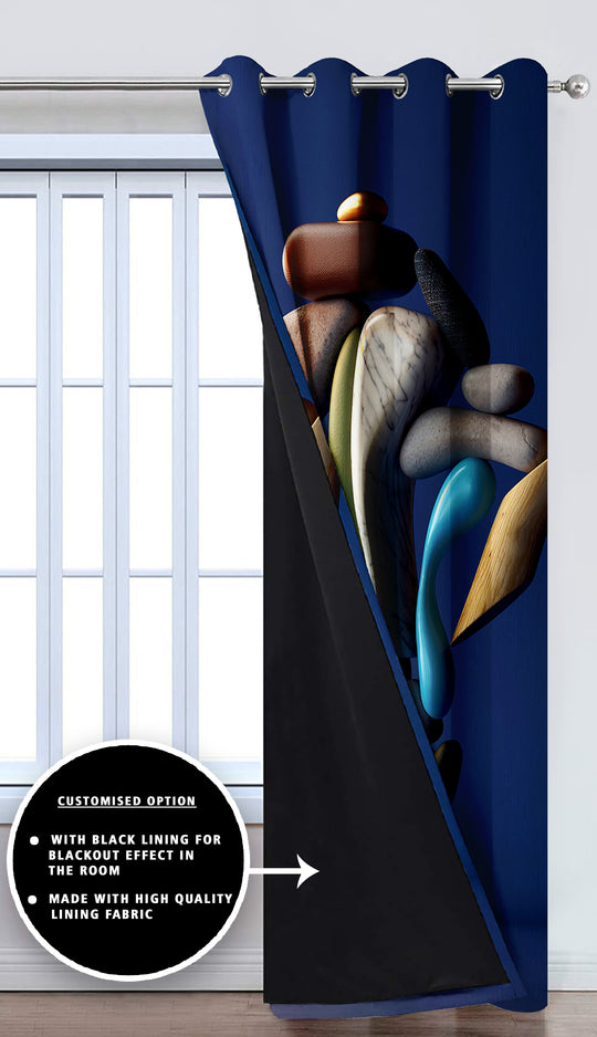 Ultimate Trends Premium Polyester 3D Modern Curtain For Home Décor Navy Blue Color, 1 Piece