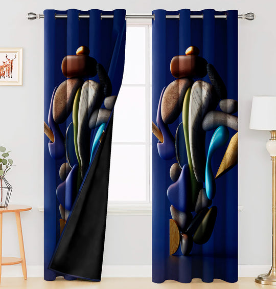 Ultimate Trends Premium Polyester 3D Modern Curtain For Home Décor Navy Blue Color, 1 Piece