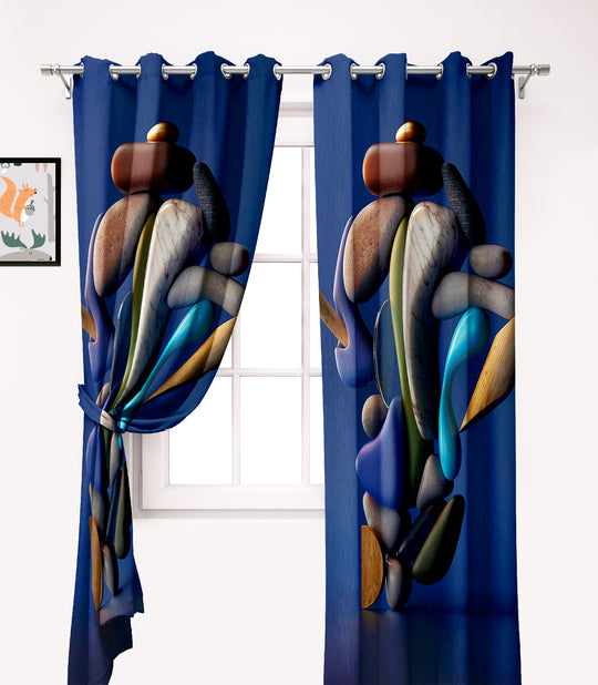 Ultimate Trends Premium Polyester 3D Modern Curtain For Home Décor Navy Blue Color, 1 Piece