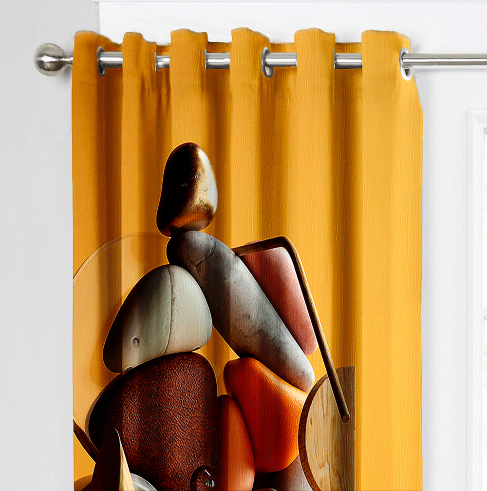 Ultimate Trends Premium Polyester 3D Modern Curtain For Home Décor Fire Yellow Color, 1 Piece