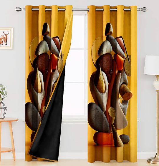 Ultimate Trends Premium Polyester 3D Modern Curtain For Home Décor Fire Yellow Color, 1 Piece