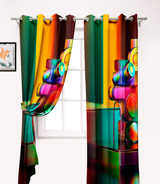 Ultimate Trends Premium Polyester 3D Modern Curtain For Home Décor Multi Color, 1 Piece