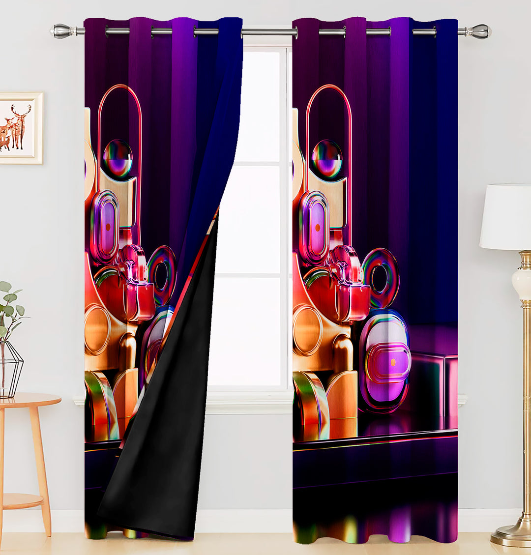 Ultimate Trends Premium Polyester 3D Modern Curtain For Home Décor Purple Color, 1 Piece