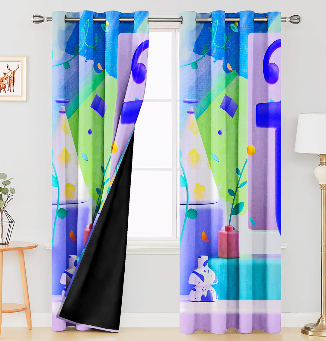 Ultimate Trends Premium Polyester 3D Modern Curtain For Home Décor Multi Color, 1 Piece