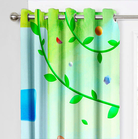 Ultimate Trends Premium Polyester 3D Modern Curtain For Home Décor Sky Blue and Green Color, 1 Piece